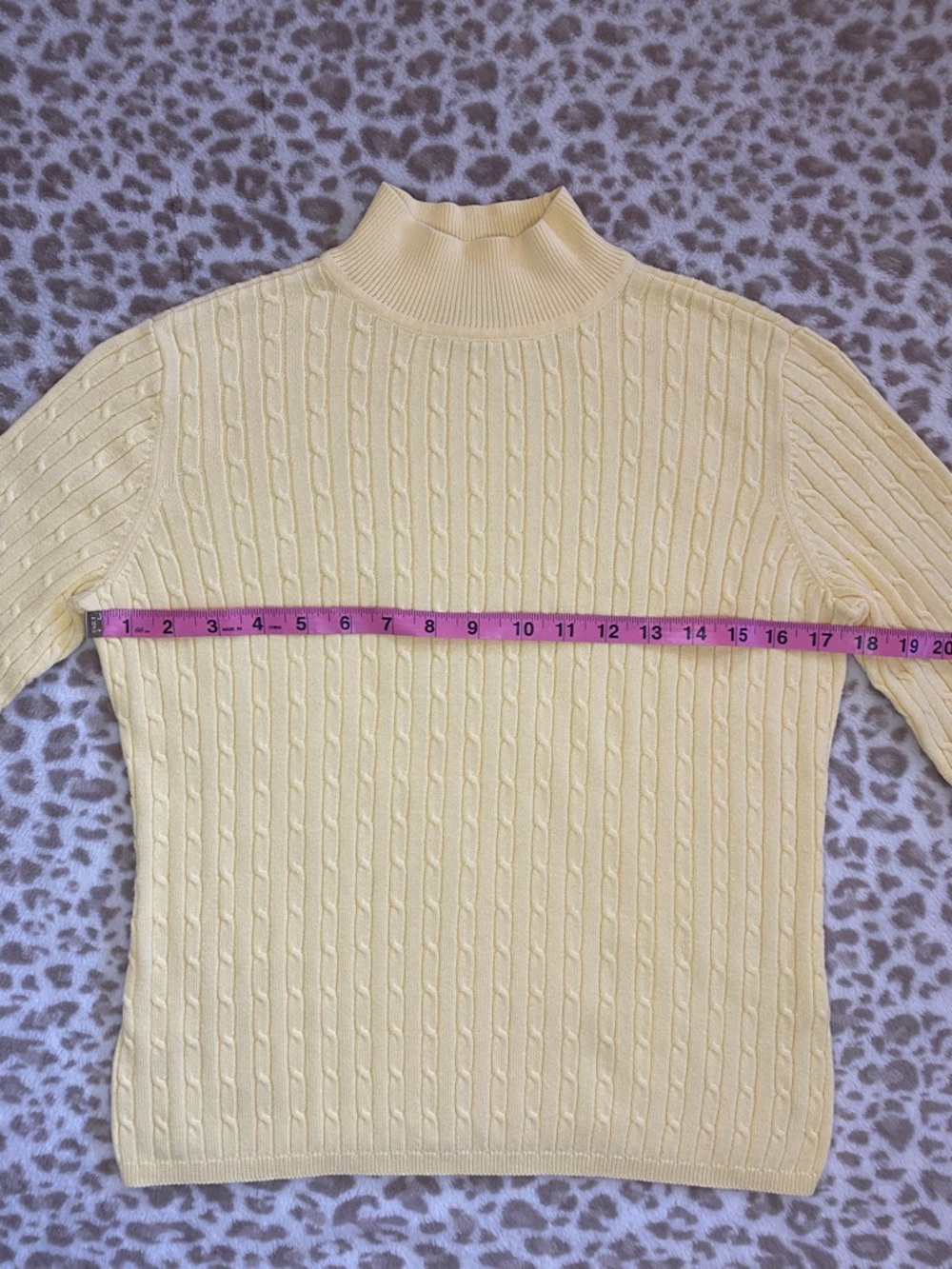 Classic Elements Butter Yellow Cable Knit Mock Neck Sweater, Soft, Cozy, Size S - Picture 8 of 12